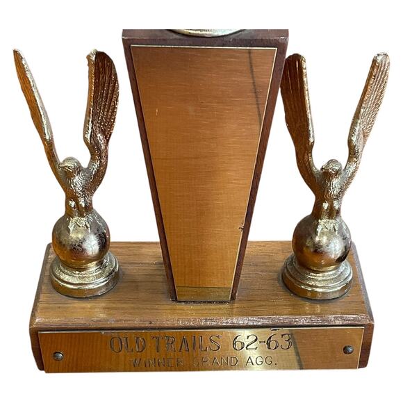 Vintage 1962 1963 Old Trails Shooting Trophies Pair Winner and 2nd Place Trophy - Picture 4 of 9